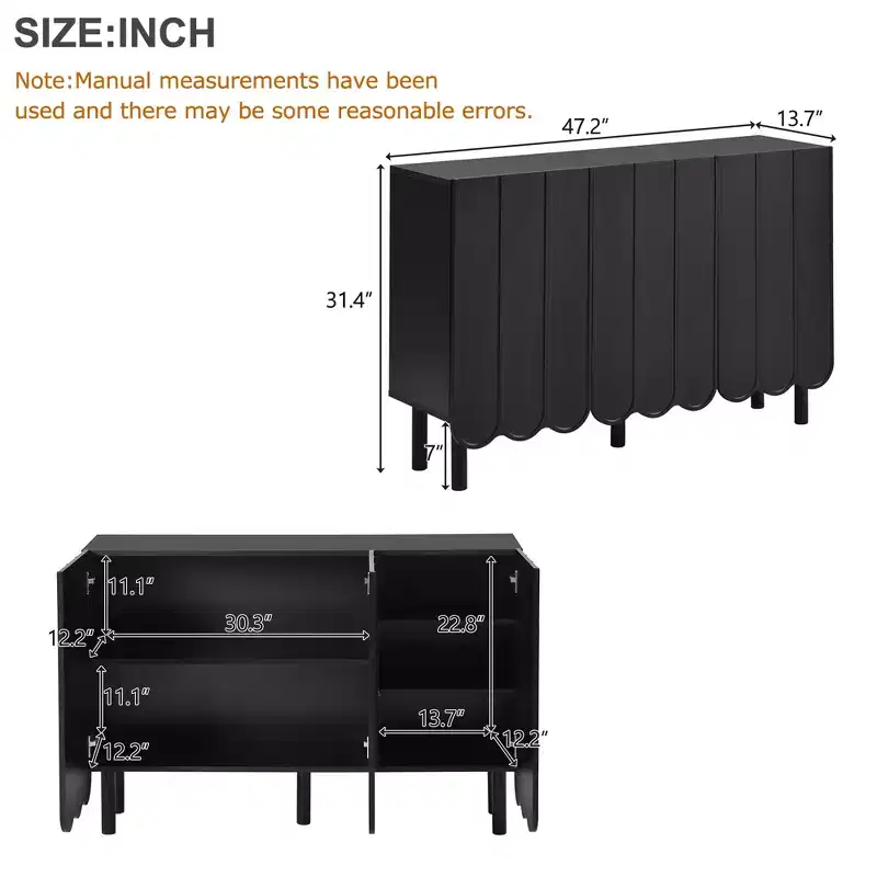 Minimalist Shoe Cabinet with Wave Doors and Adjustable Shelves
