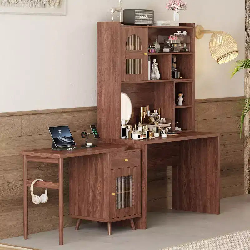 Okak Modern Home Office Wooden Computer Desk with Desktop/Chair & Bookshelf,Teens Student Storage Writing Desk for Study,Office