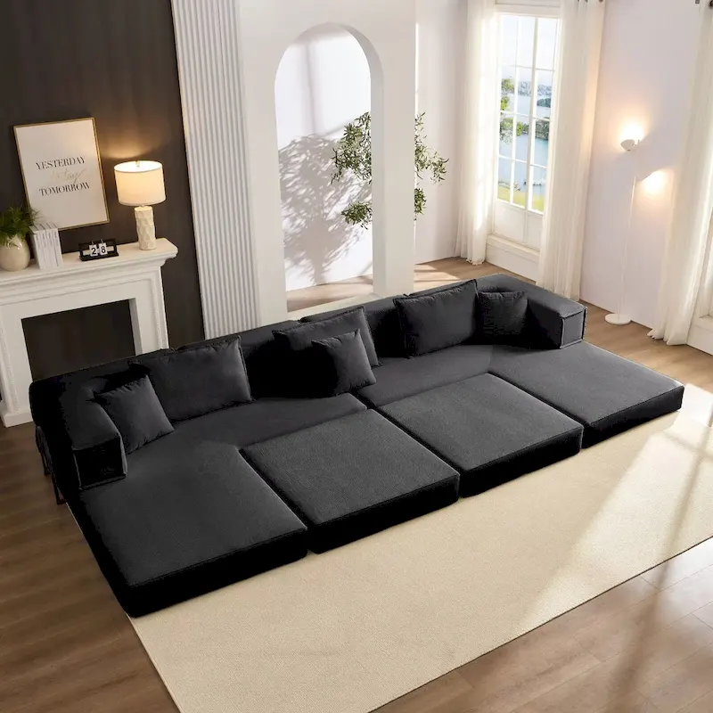 118.2 Oversized Upholstered Sectional Sofa, DIY Corduroy Sofa