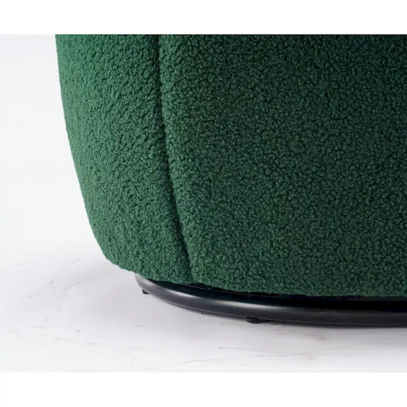 Swivel Accent Armchair Teddy Fabric Upholstered Barrel Chair with Black Point Round Swivel Metal Base