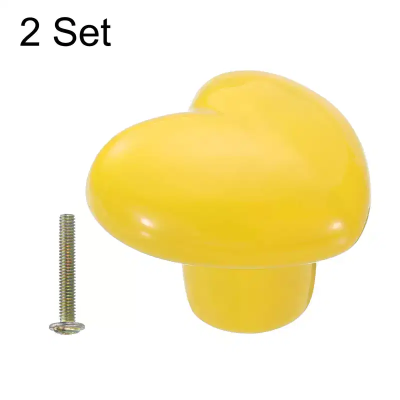 Unique Bargains Heart-Shaped Ceramic Drawer Knobs with Screw for Cupboard Wardrobe 2 Pcs