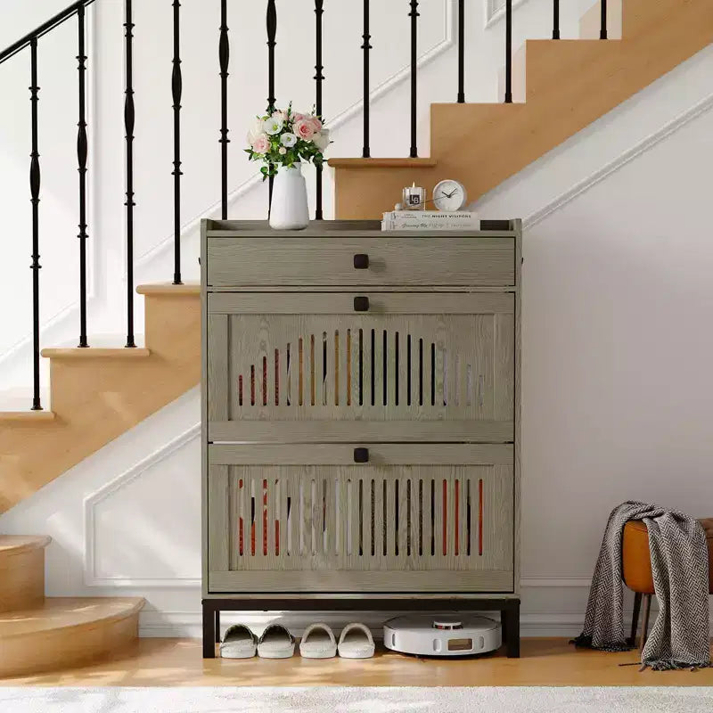 Shoe Storage Cabinet with 2 Flip Drawer, Shoes Organizer with with Top Drawer, Adjustable Shoe Rack