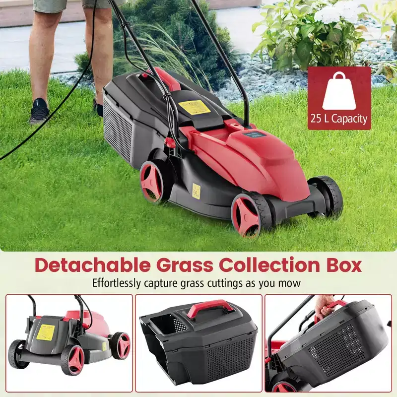 Costway Electric Corded Lawn Mower 10/12-AMP 13/14-Inch Walk-Behind Lawnmower with Collection Box