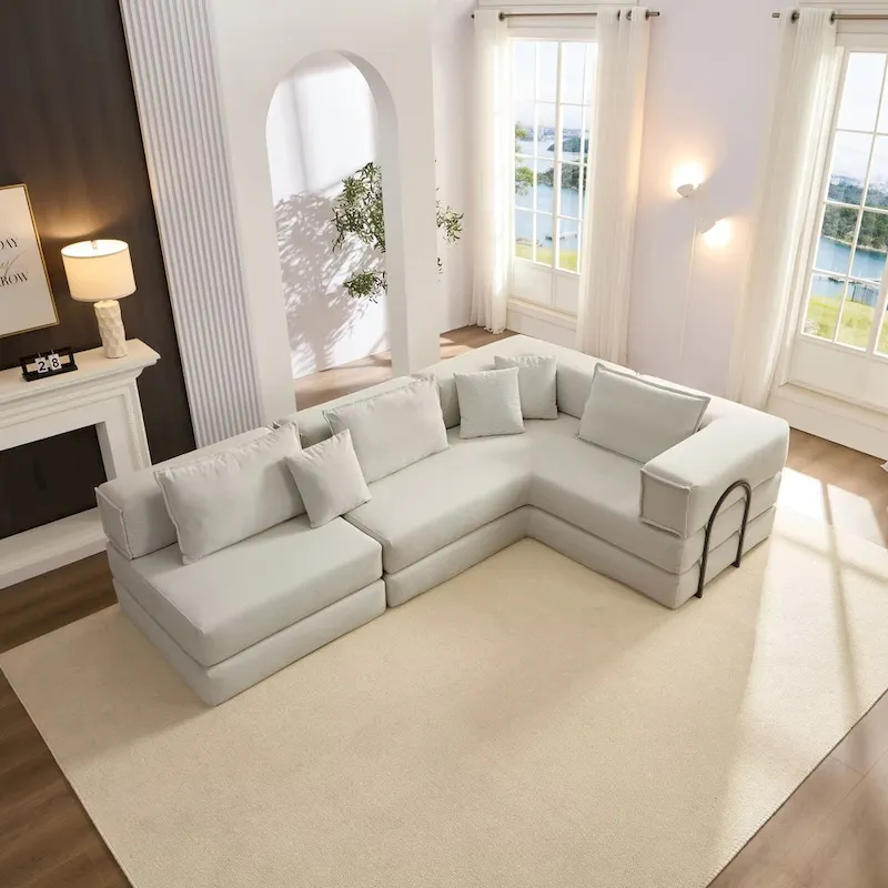 118.2 Oversized Upholstered Sectional Sofa, DIY Corduroy Sofa
