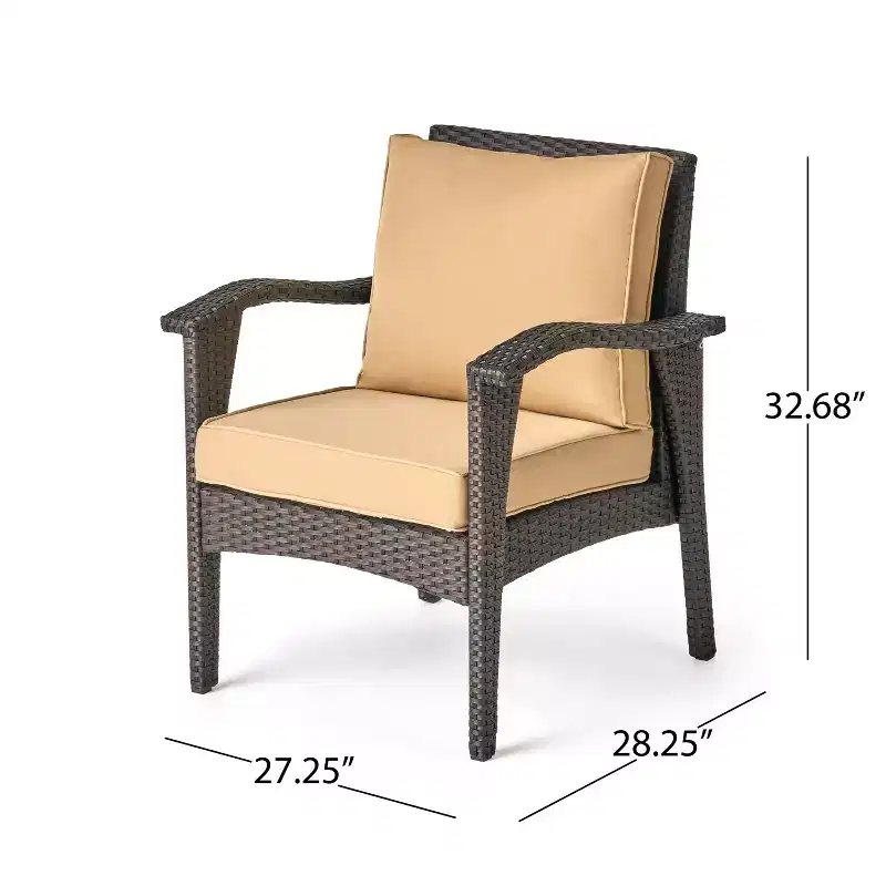 GDFStudio Houlihan Outdoor Wicker 4 Seater Chat Set with Fire Pit