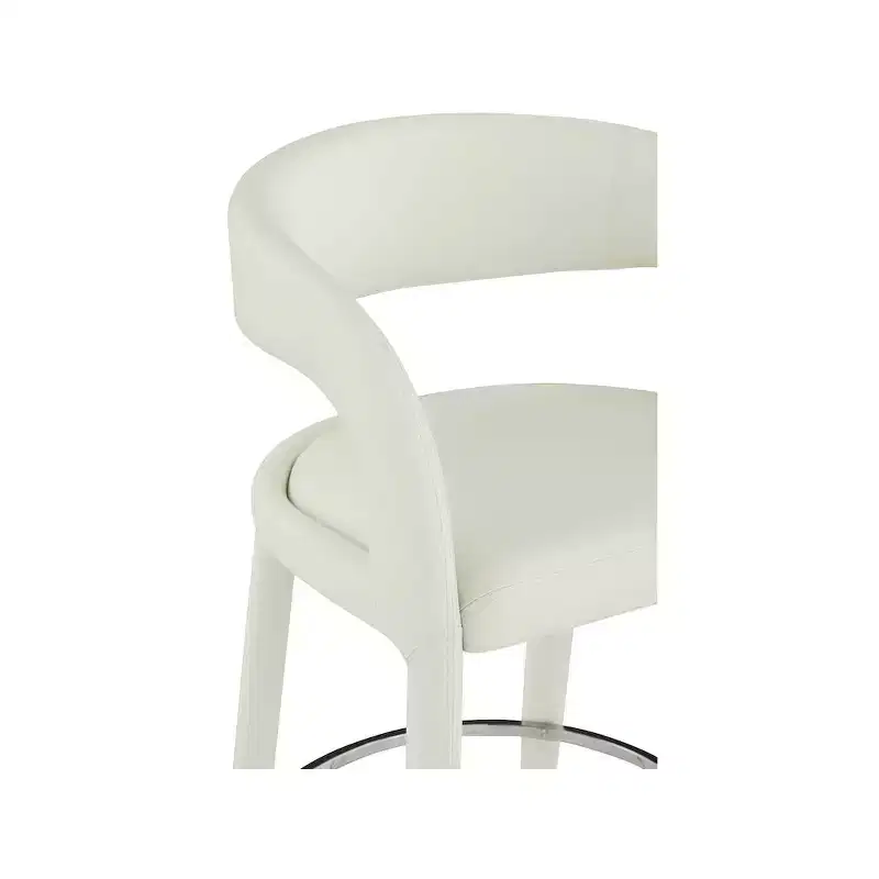 Cream Faux Leather Counter Height Bar Stool