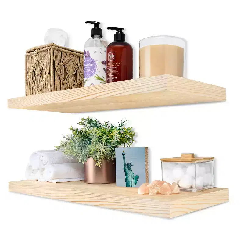 Sorbus 2 Pack 24 Solid Wood Floating Shelves - for Bathroom Decor, Books, Bedroom & Living Room