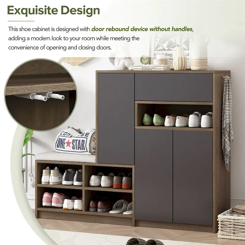 2-in-1 Shoe Storage Bench & Shoe Cabinets,Multi-functional Shoe Rack