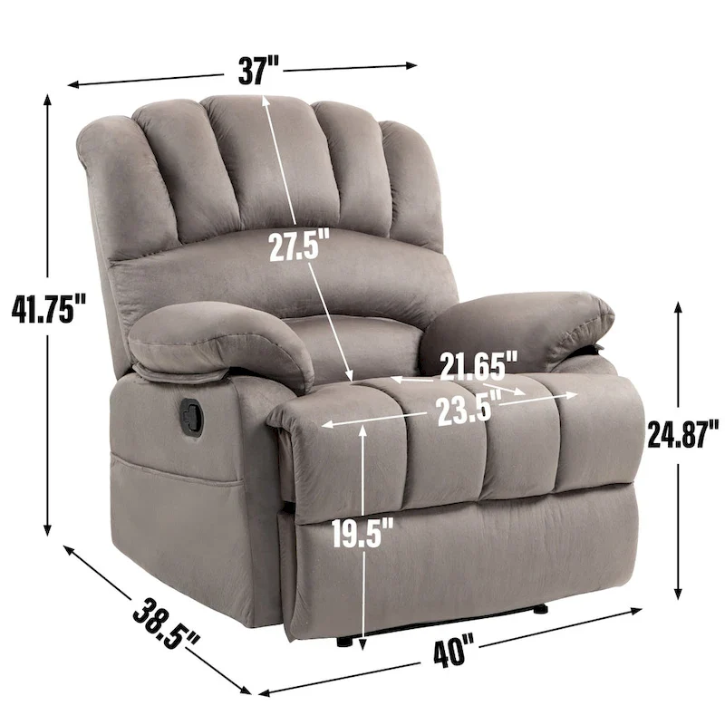 Extra-Large Manual Recliner Chair with Fabric Upholstery