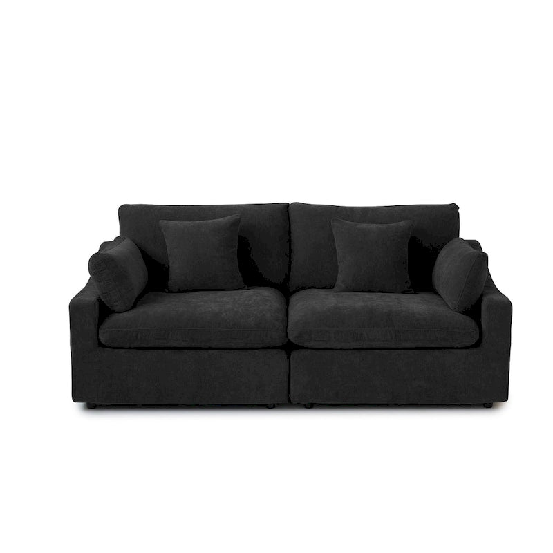 Modern Comfy Linen Sectional Sofa Down Filled Cloud Couch, Loveseat for Apartment