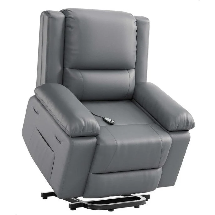 Faux Leather Power Lift Recliner, Heat & Massage, 1-Person �� Cognac / Coffee / Tan / Grey / Beige