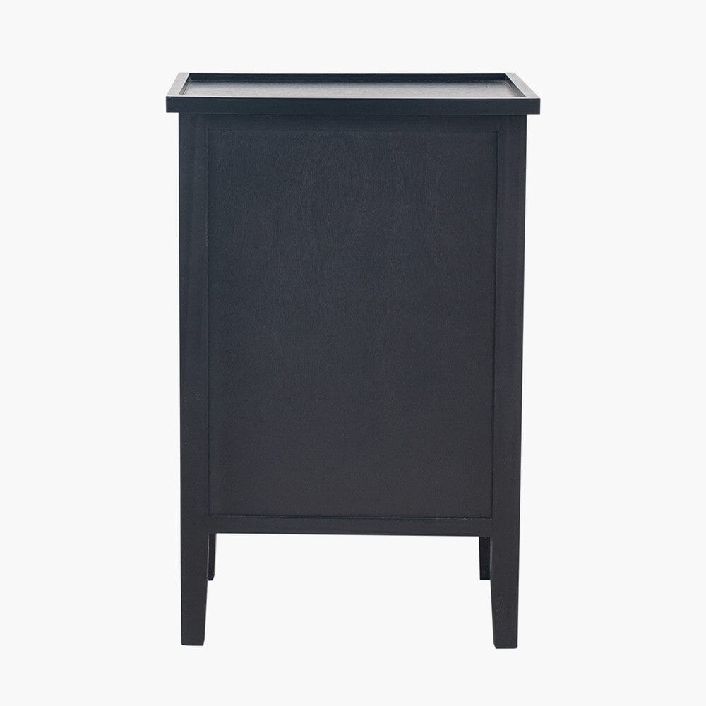Black 3 Drawer Bedside Table with Gold Handles