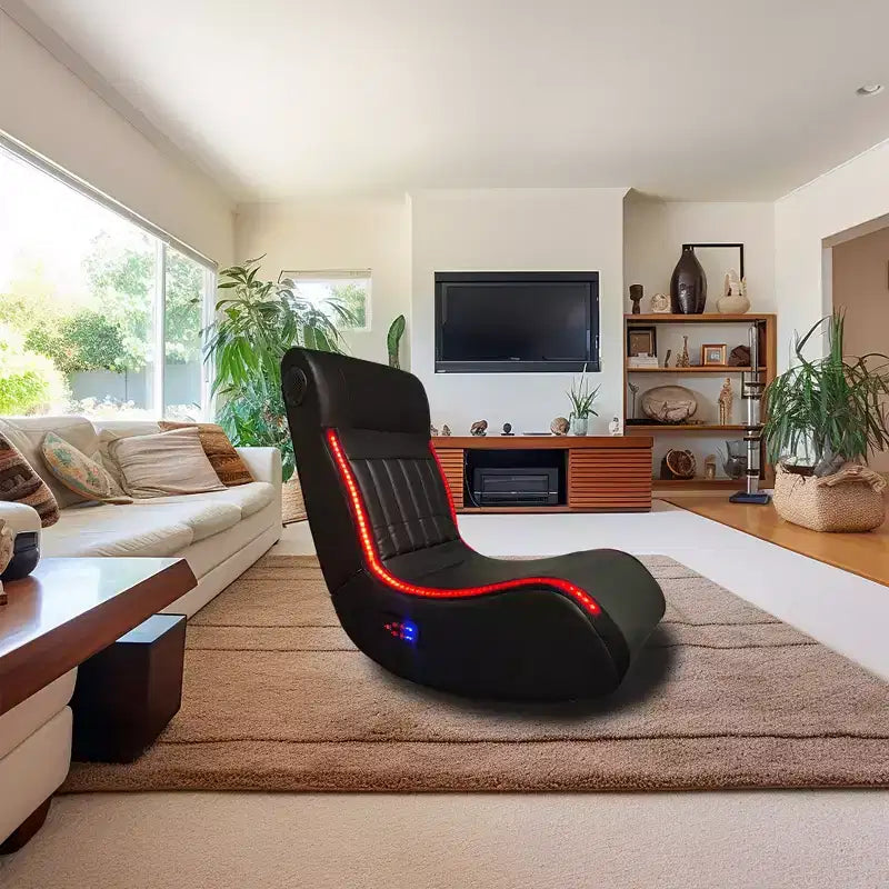 GDFStudio Claudia Bluetooth Floor Foldable Gaming Chair with Vibration Massage