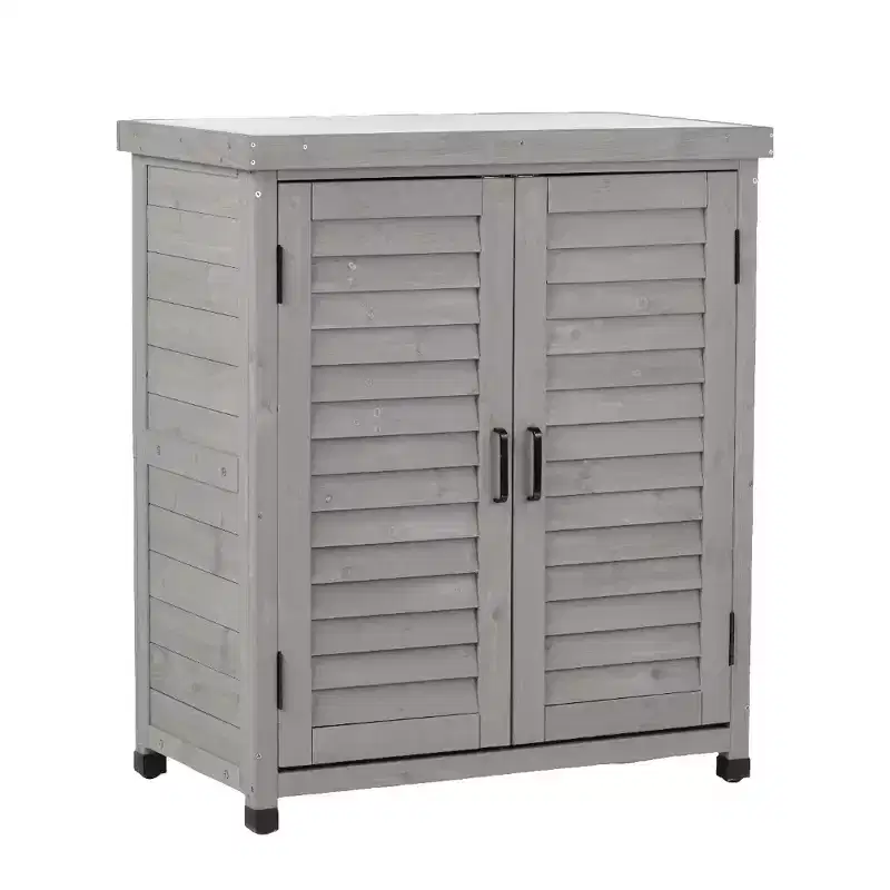 Whisen Potting Bench with Cabinet & Metal Top