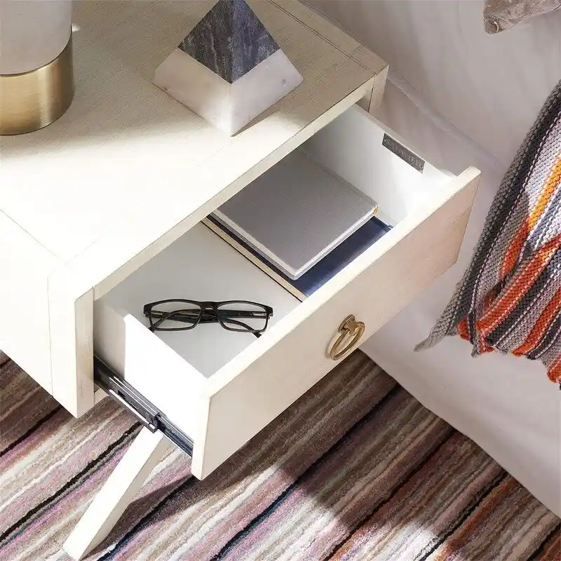 Navy and Gold 1-Drawer Nightstand | Glam Style Bedside Table