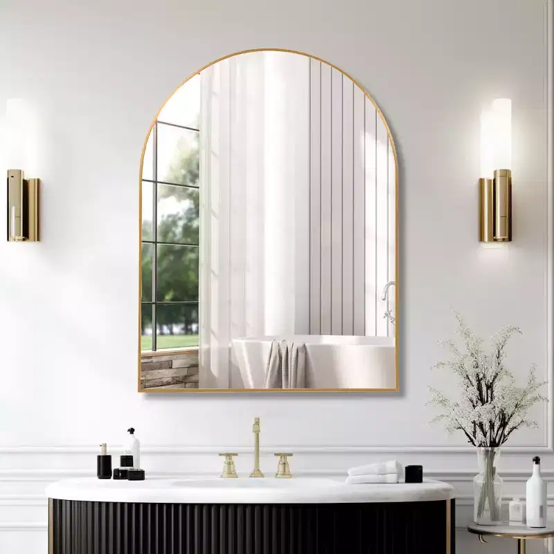 30 x 40 Arched Decor Wall Mirror, Large Modern Aluminum Alloy Frame Vanity Mirror for Entryway & Bathroom