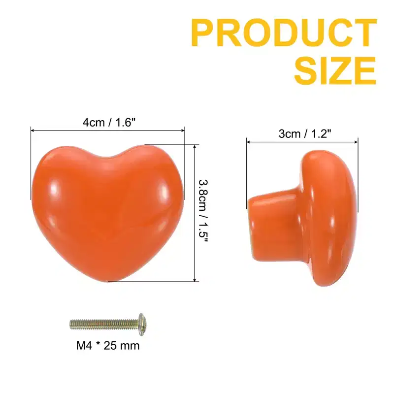 Unique Bargains Heart-Shaped Ceramic Drawer Knobs with Screw for Cupboard Wardrobe 4 Pcs