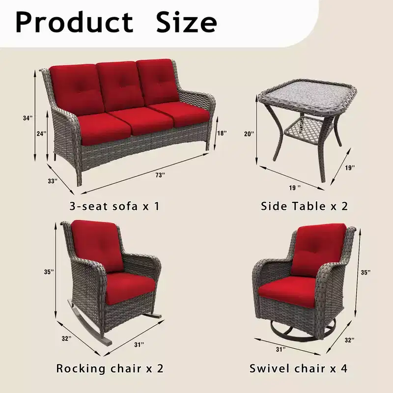 UPTIOT 9 Pieces Outdoor Wicker Sectional Sofa