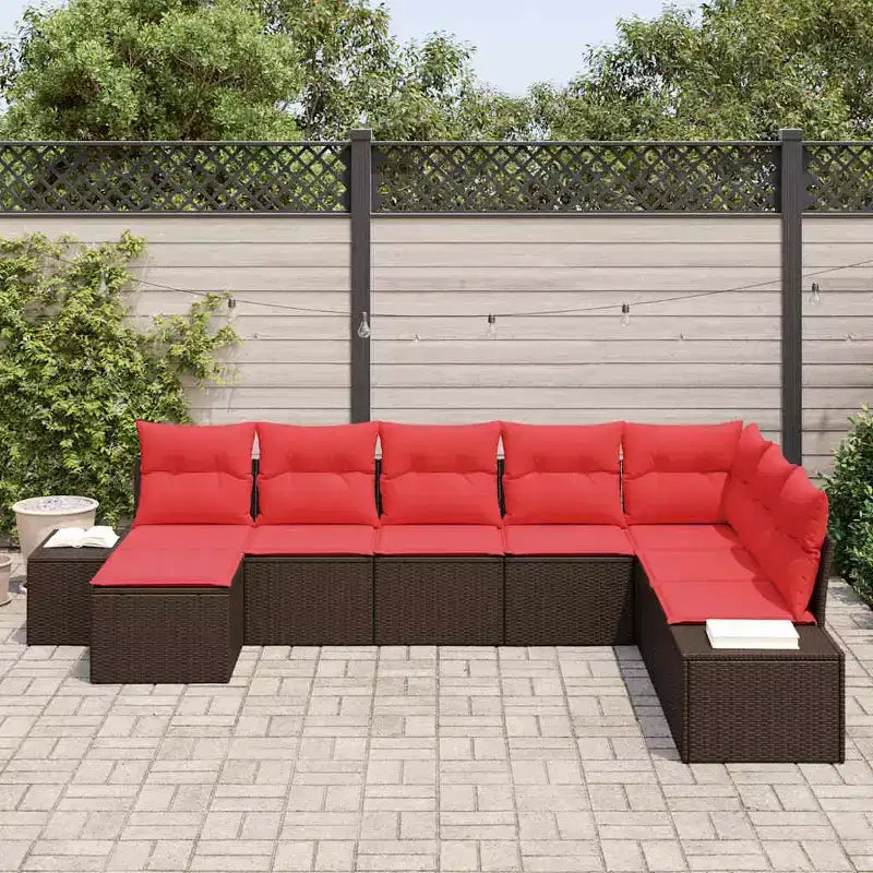 vidaXL Garden Sofa Set with Cushion 8 pcs Brown Poly rattan