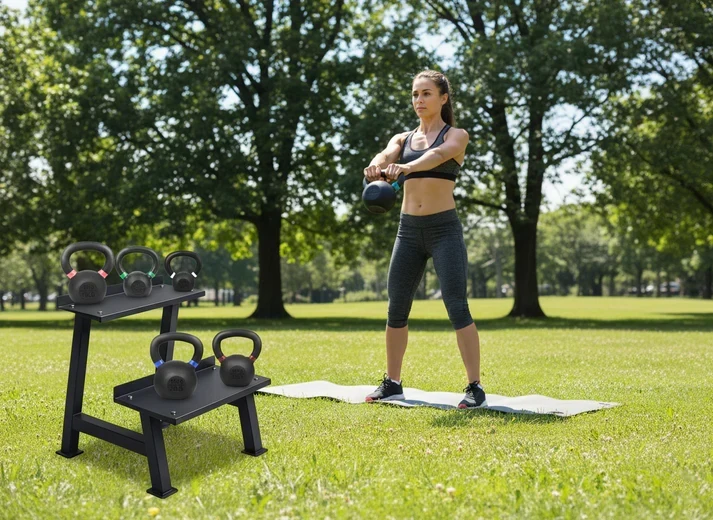 Heavy-Duty Steel Commercial Kettlebell Storage Rack ¨C Compact Gym Organizer for Kettlebells ¨C Space-Saving Weight Rack for Home Gym