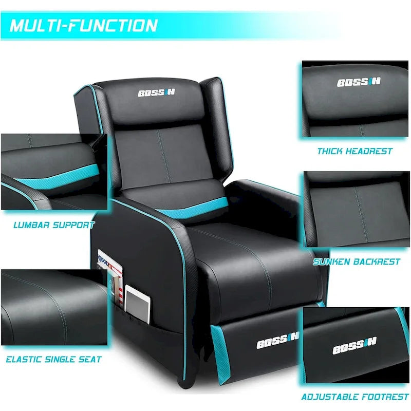 PU Leather Ergonomic Gaming Single Recliner Sofa for Living Room
