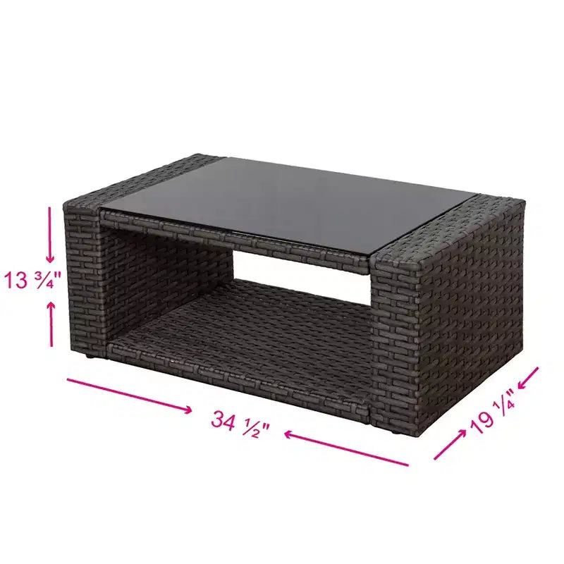 WestinTrends 4 Piece Outdoor Wicker Rattan Conversation Sofa set with Coffee table