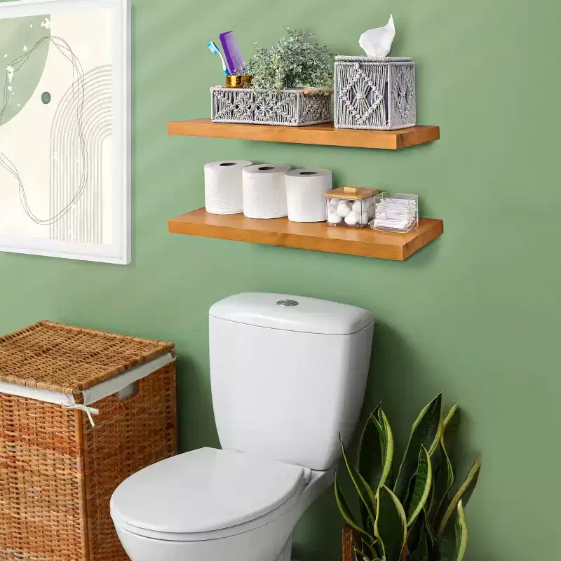 Sorbus 2 Pack 24 Solid Wood Floating Shelves - for Bathroom Decor, Books, Bedroom & Living Room