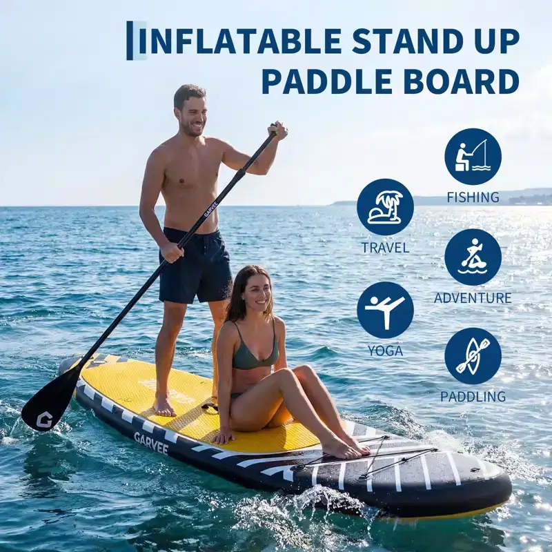 Inflatable Stand Up Paddle Board (SUP) with Premium Accessories, 2-in-1 Paddle, Wide Stable Design, Non-Slip Deck for Adults & Youth