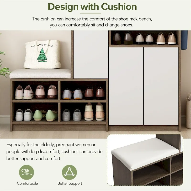 2-in-1 Shoe Storage Bench & Shoe Cabinets,Multi-functional Shoe Rack