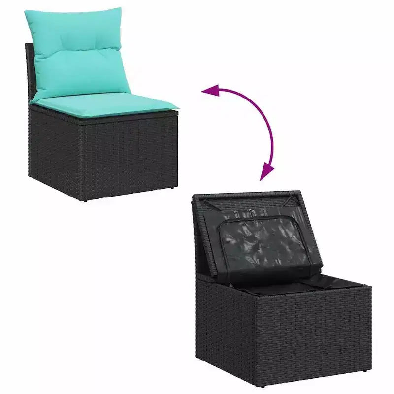 vidaXL Garden Sofa Set with Cushion 4 pcs Black Poly rattan