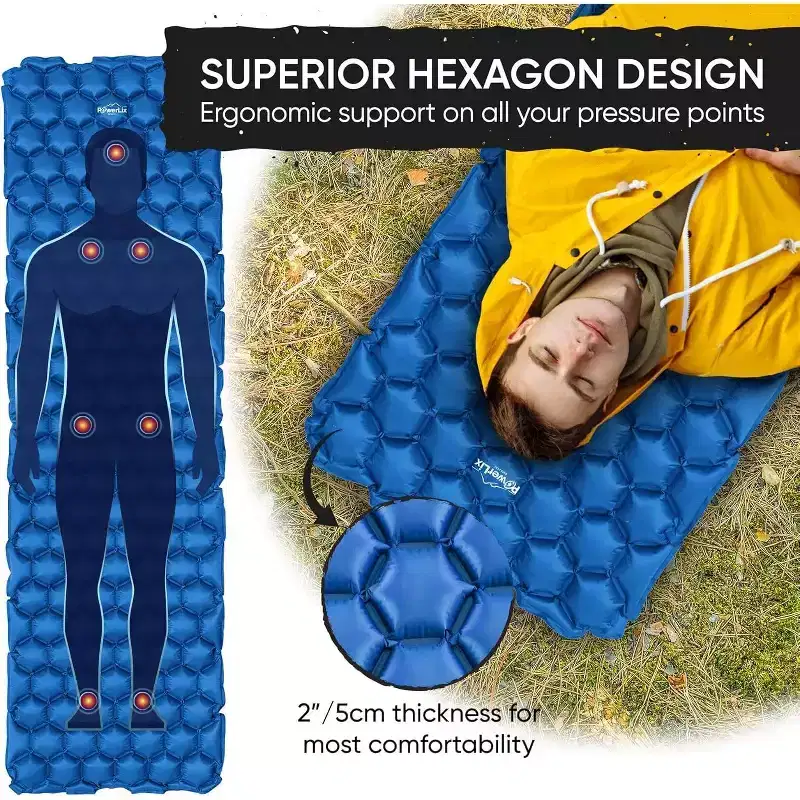 PowerLix Ultralight Sleeping Pad with Inflating Bag, Compact Hiking & Camping Mat