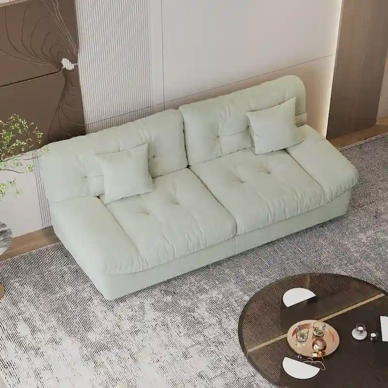 Modern Sanded Velvet Cloud Loveseat Sofa Sectional Couch for Living Room