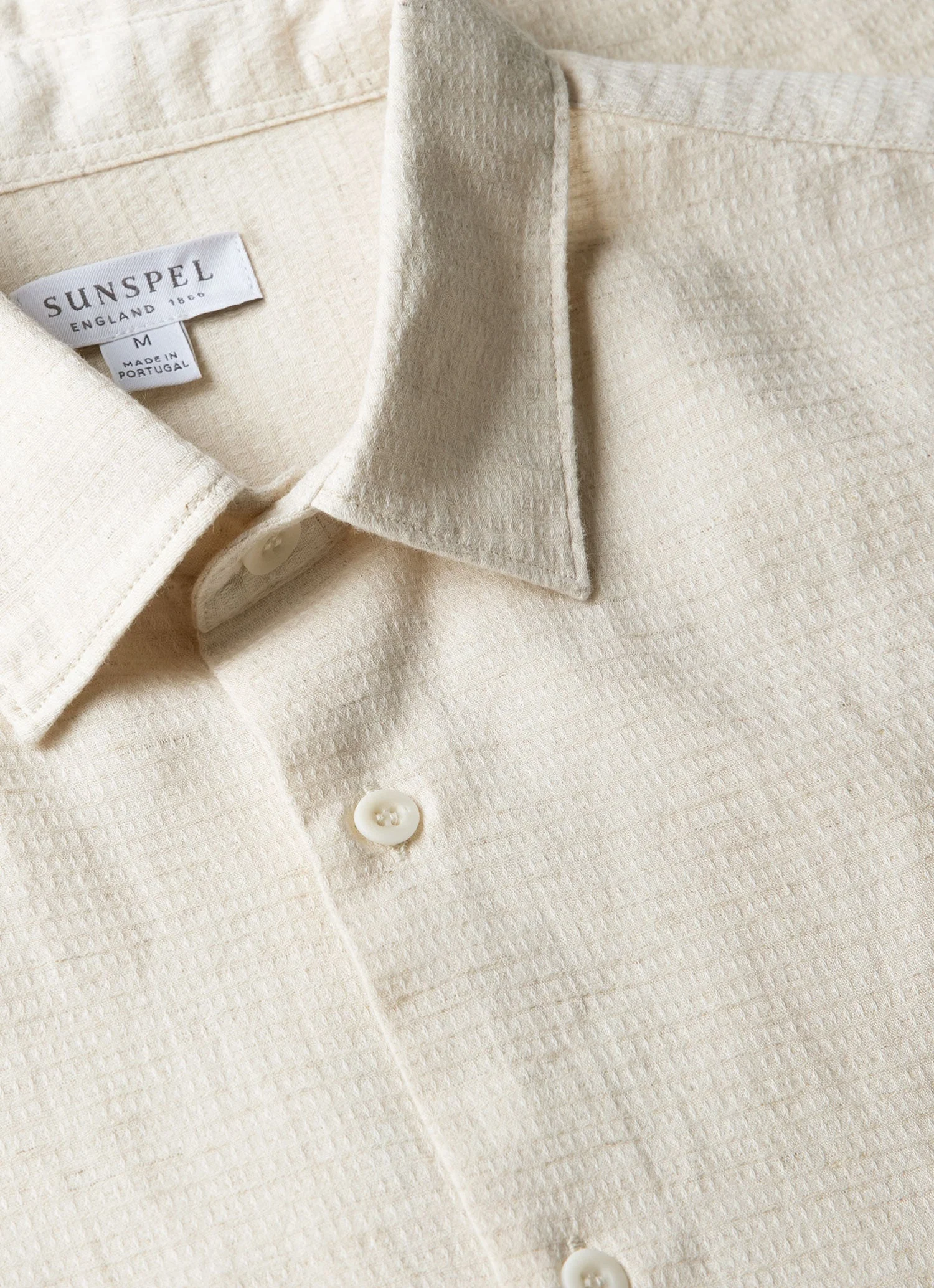 Men's Short Sleeve Cotton Linen Shirt in Ecru