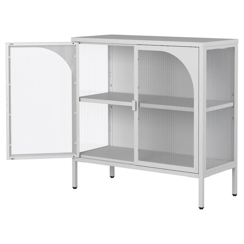 Metal Sideboard Cabinet with 2 Glass Doors and Adjustable Shelves