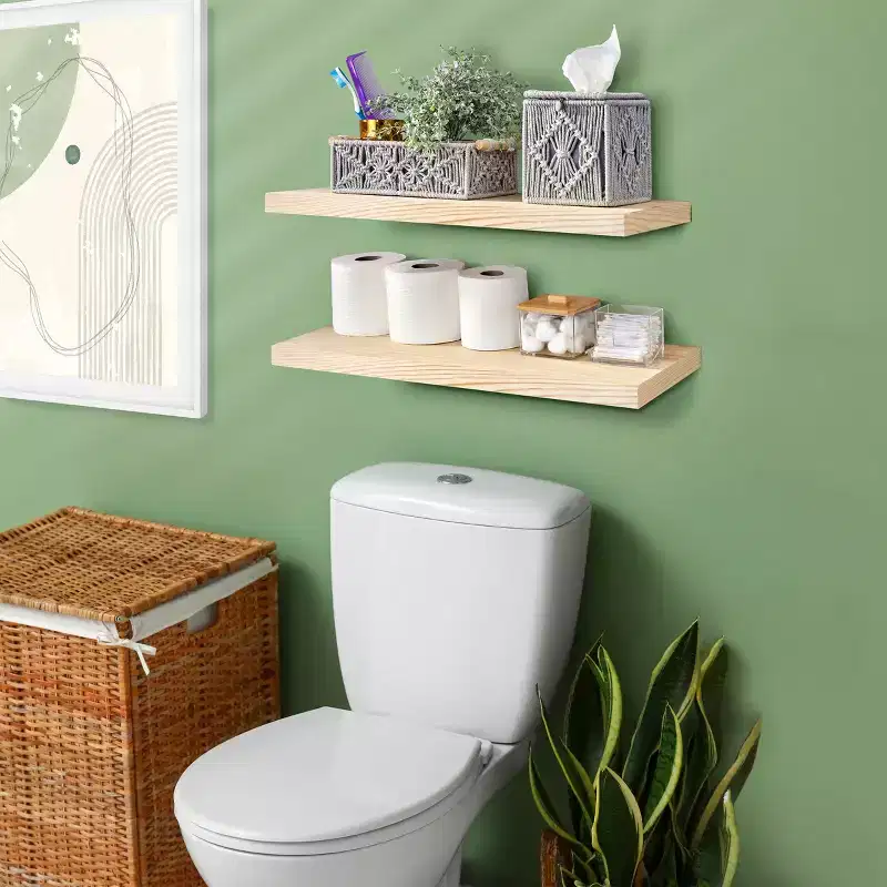 Sorbus 2 Pack 24 Solid Wood Floating Shelves - for Bathroom Decor, Books, Bedroom & Living Room