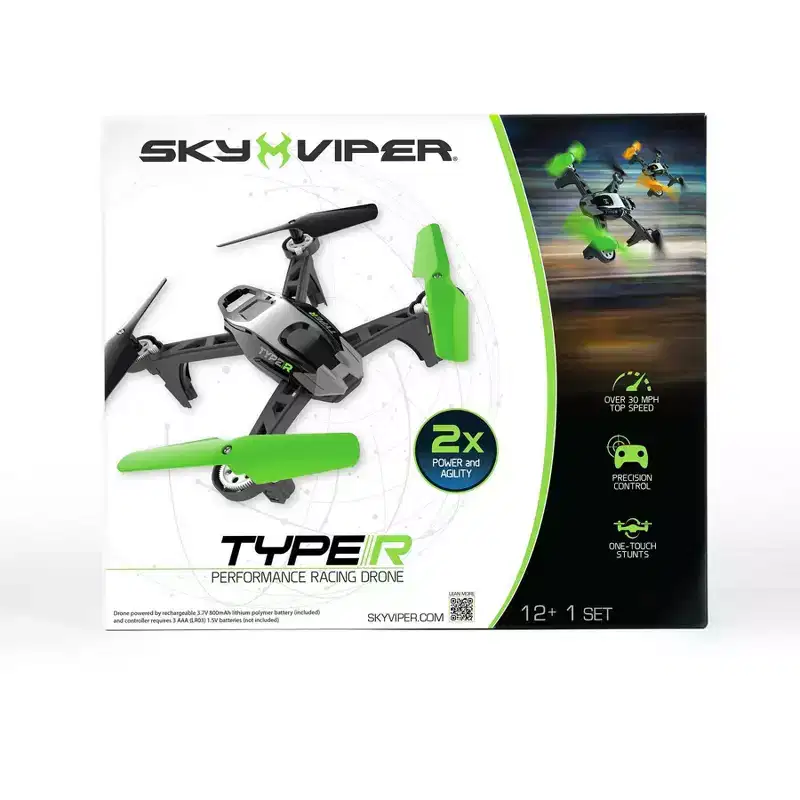 Sky Viper Type-R Performance Racing Drone: Remote Control, Beginner Skill Level, USB-C Connection, Outdoor Use