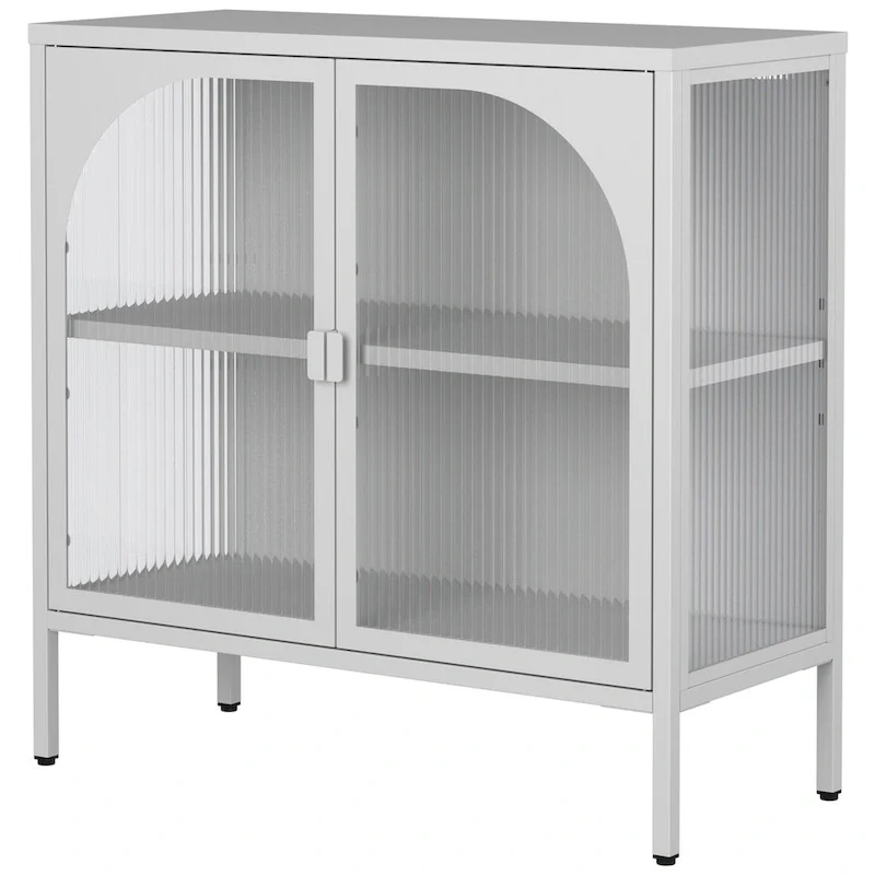 Metal Sideboard Cabinet with 2 Glass Doors and Adjustable Shelves