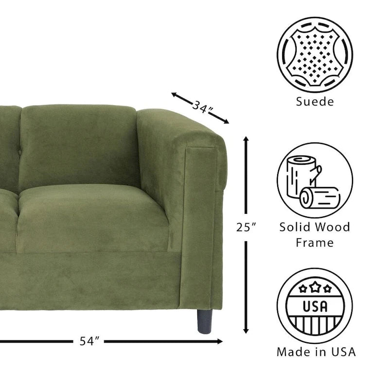 Coast to Coast Sofas Mid Century Modern Loveseat Sofa Solid Wood Frame Upholstered