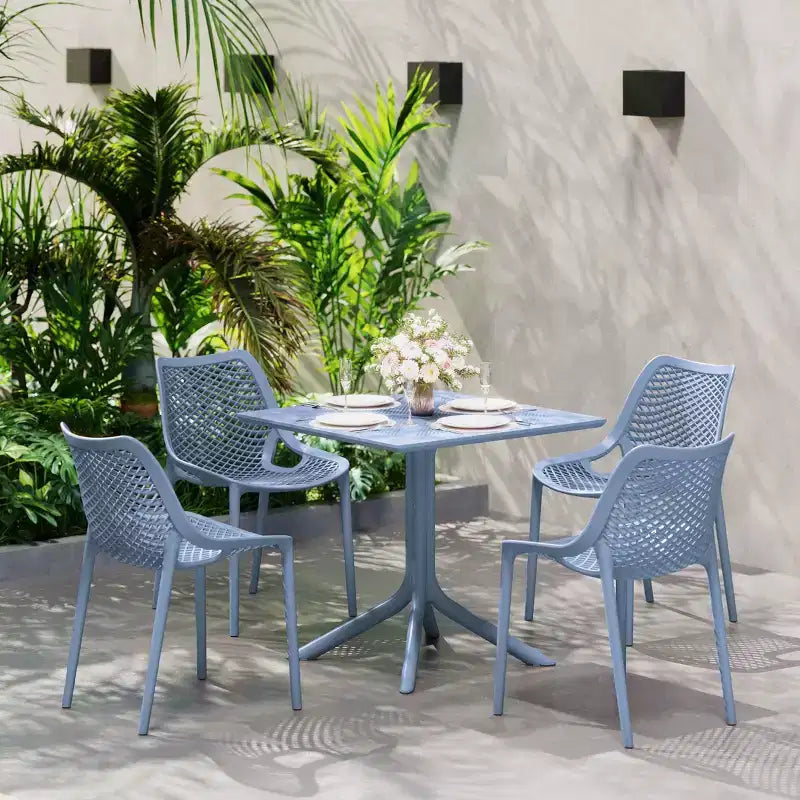 WestinTrends Playa 5-Piece Modern Square Patio Dining Table Set with Stackable Patio Dining Chairs
