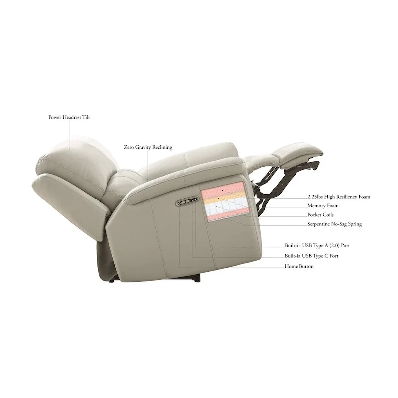 Brown / Pecan Top-Grain Leather Zero Gravity Power Recliner, 2-Seater Loveseat