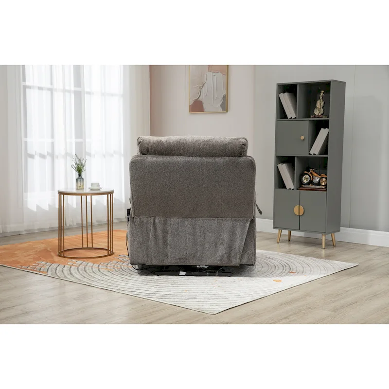 Gray Chenille Oversized Power Lift Recliner Chair with Massage and Heating