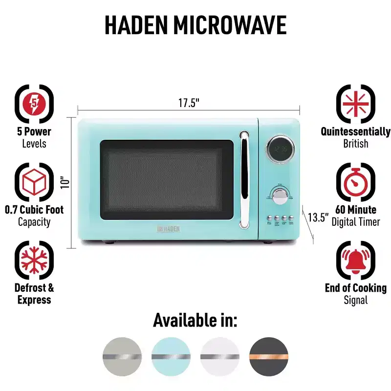 Haden 700W Compact Countertop Microwave Over Turquioise