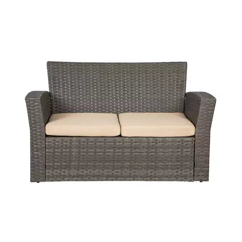 WestinTrends 4 Piece Outdoor Wicker Rattan Conversation Sofa set with Coffee table