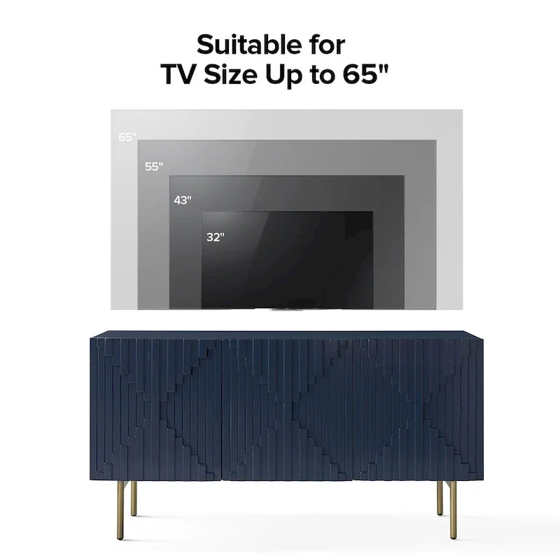 Modern 58 Wide Sideboard with Cable Management & Adjustable Feet