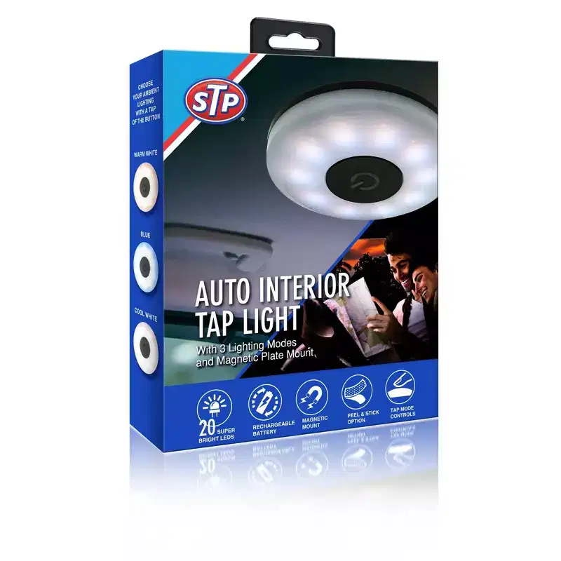 STP Multi White Interior Tap Light: Automotive Accessories, 10% Recycled PET, 1 Year Warranty, Black & White
