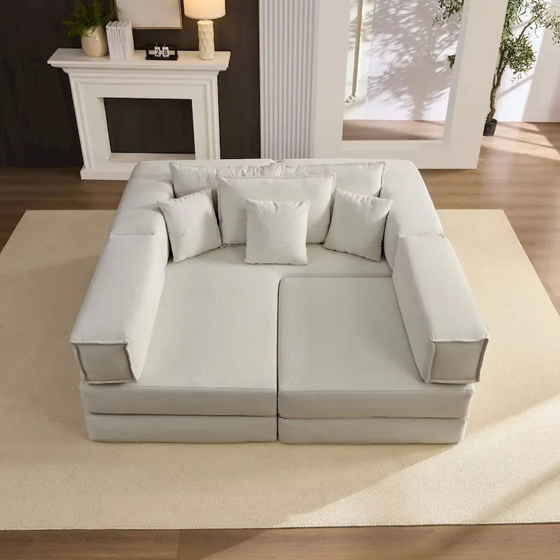 118.2 Oversized Upholstered Sectional Sofa, DIY Corduroy Sofa