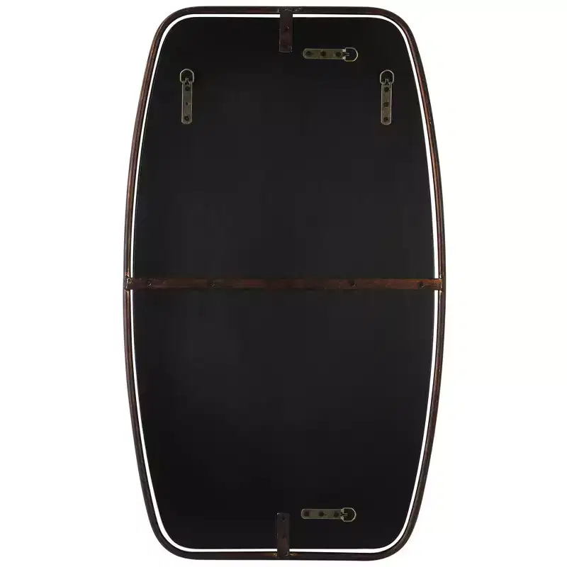 Rectangular Beveled Wall Mirror with Dark Bronze Metal Frame