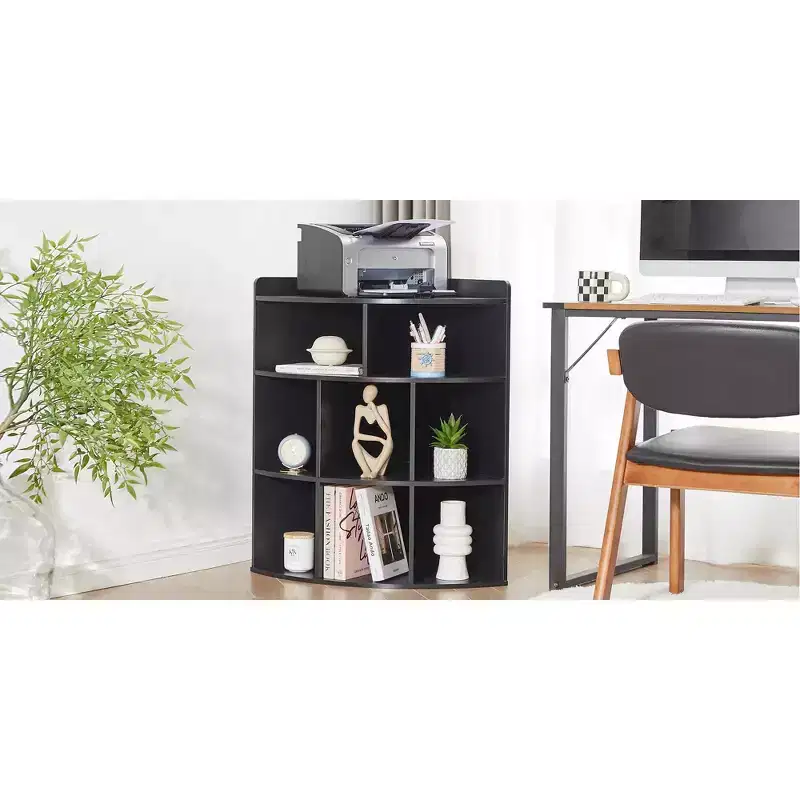 VECELO Corner Cabinet, 3-Tier Cube Storage Organizer, Triangle Bookcases with 8 Cubbies