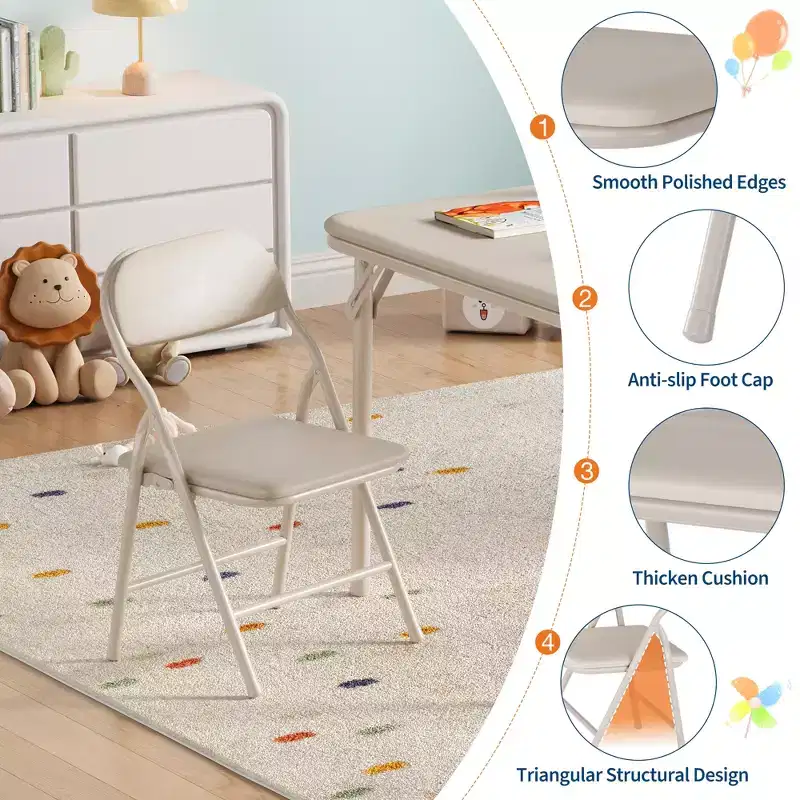 5-Piece Children's Folding Table and Chair Set, Toddler Kids Activity Table and Chair Set for Restaurants, Nurseries, Classrooms