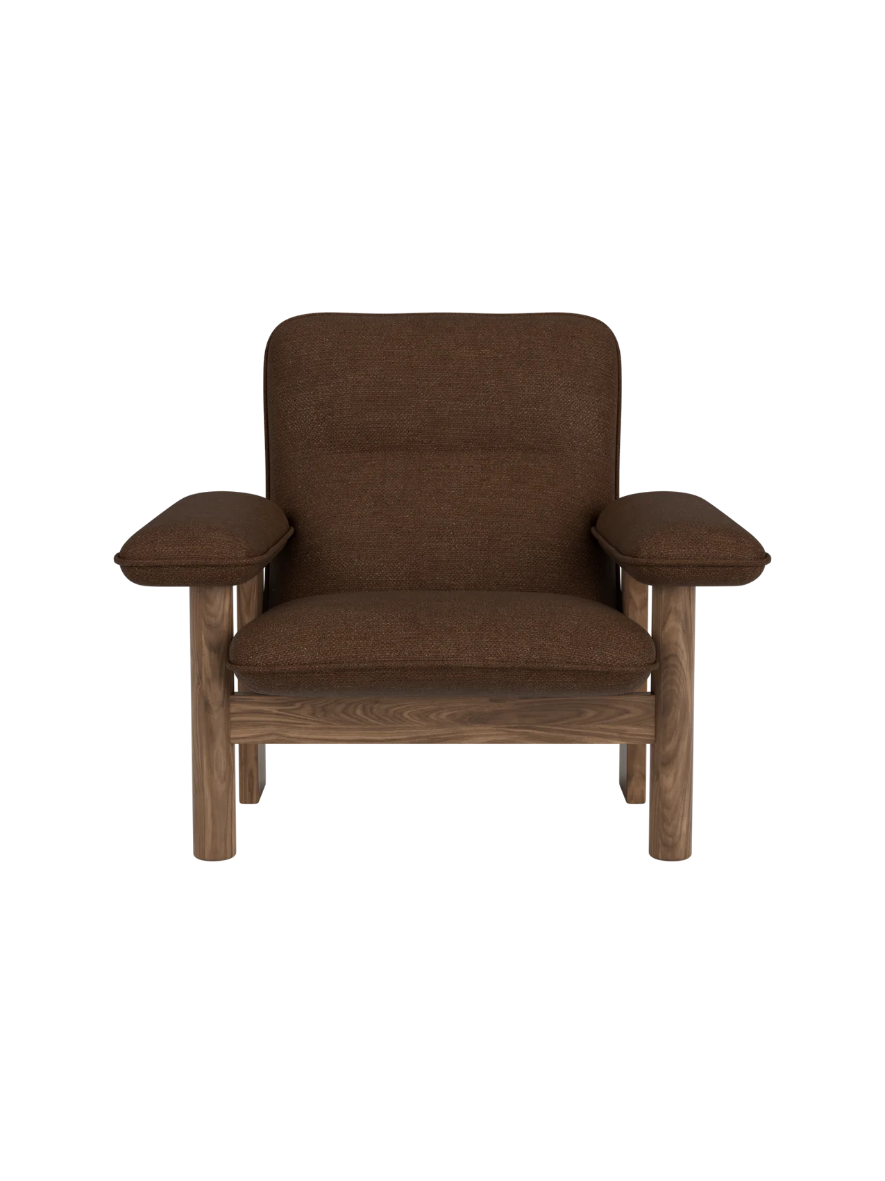High Back Lounge Chair in Textile Solid Wood Frame, Exaggerated Armrests